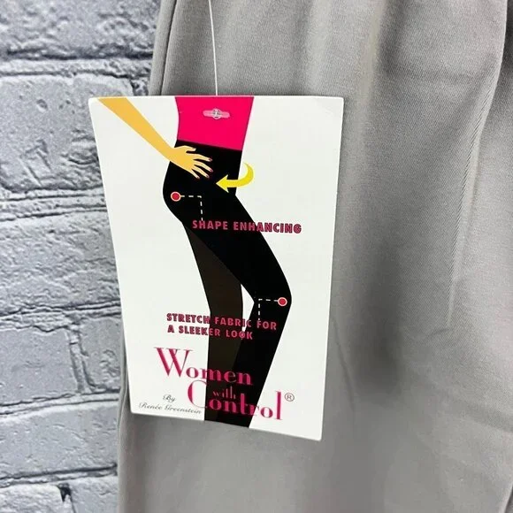 Women With Control Tall Slim Leg Pants Style a213525 Gray LT Tall - Picture 6 of 6